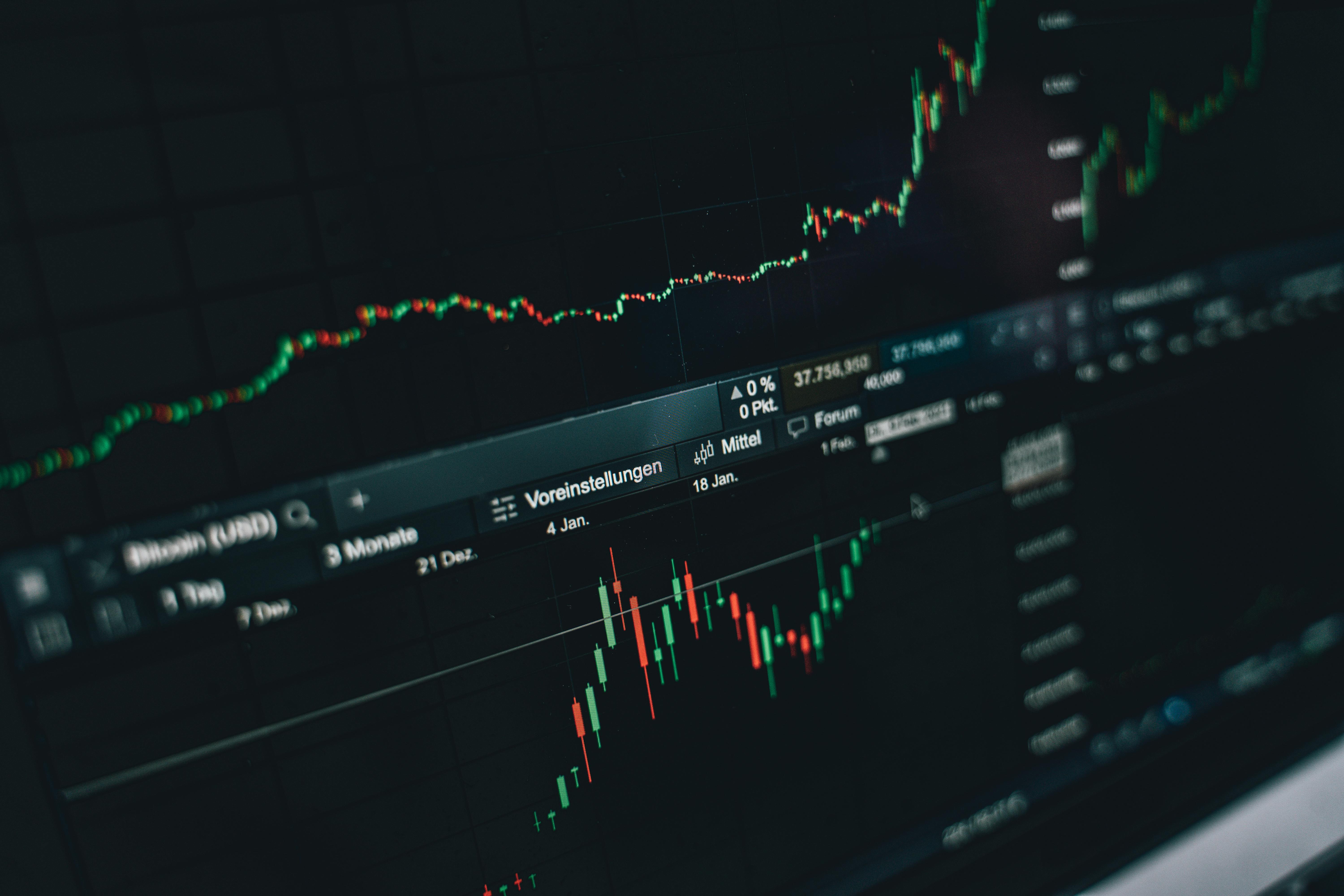 Financial services — charts, graphs, trading screens, corporate banking