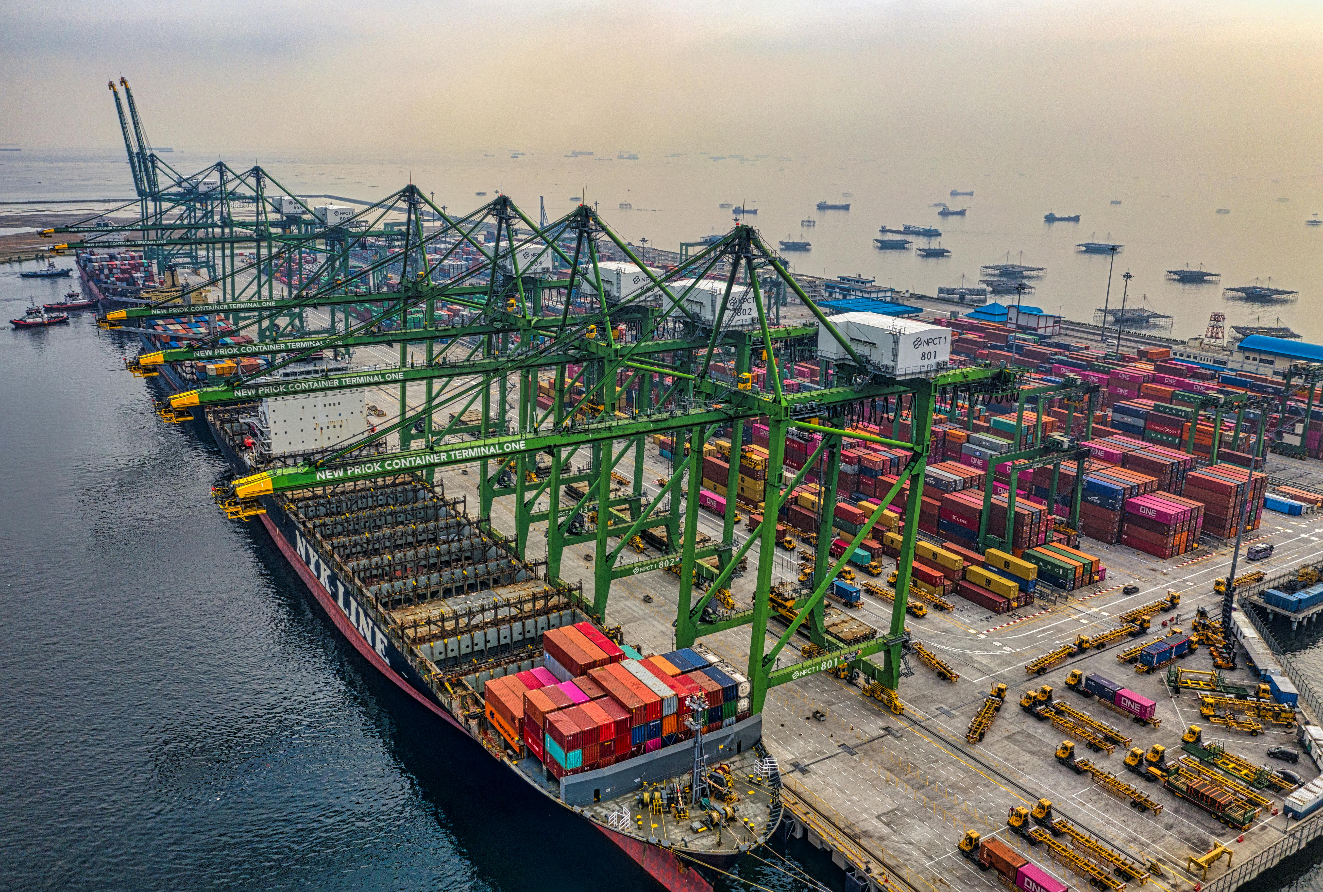 International freight — cargo ships, containers and logistics operations at a major port