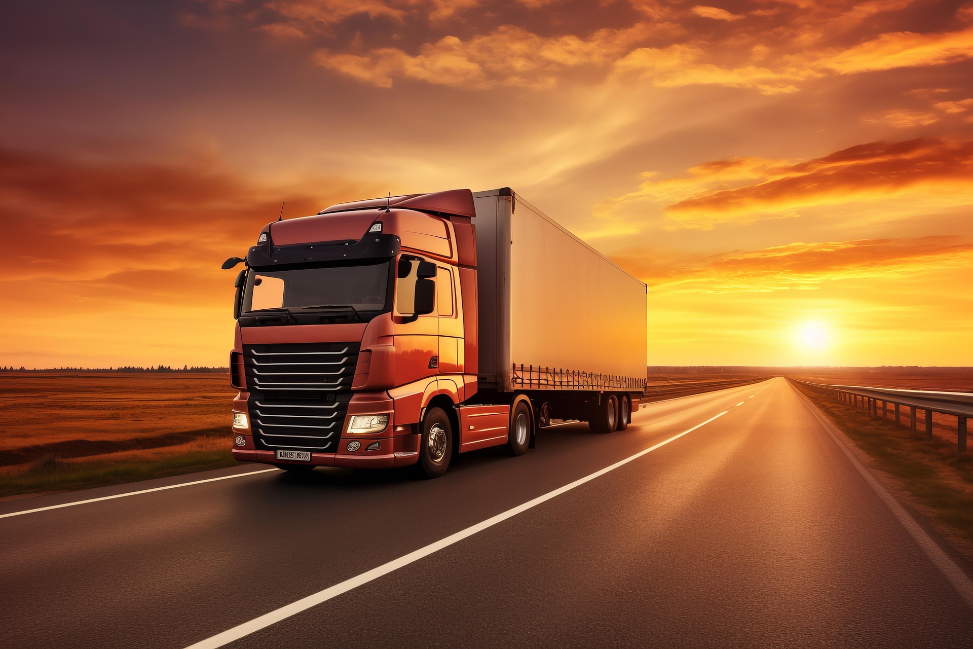 Freight trucks on highway at night — logistics and transportation operations across West Africa